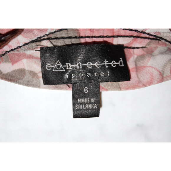 Connected Apparel Sheer Mesh Ruched Dress – Size 6 – Pink & Taupe Dot Print – - Picture 4 of 6